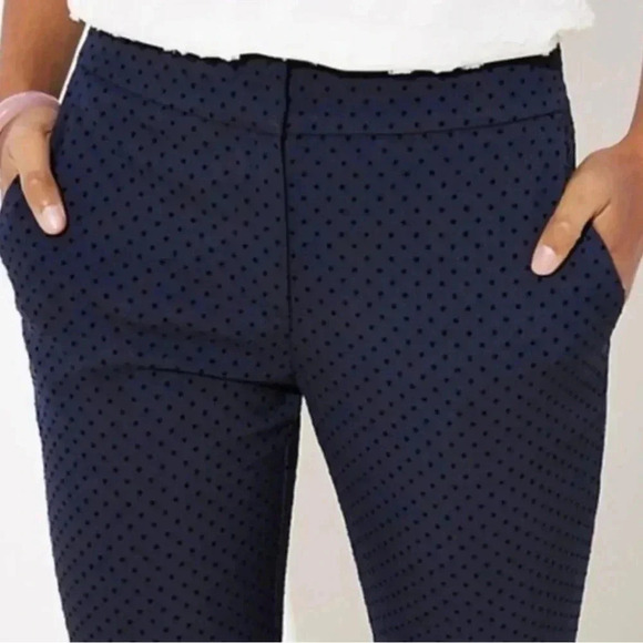 Loft Marisa Skinny Velvet Dot Pants in Navy Blue size 4 Textured Ankle Crop - Picture 4 of 9